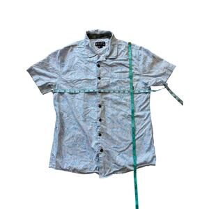 BAJA LLAMA short sleeve shirt, Medium; Blue & White Pattern; Lightweight